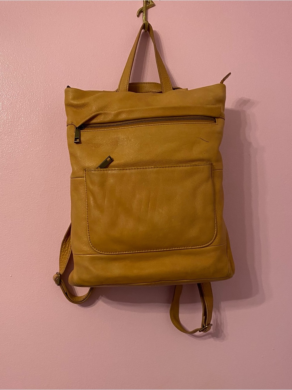 Aspen Tan Leather Convertible Backpack Medium Shoulder Bag